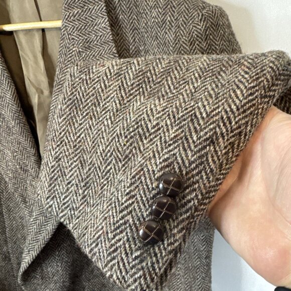 Harris Tweed Men 46L Tall Brown Sports Coat Blazer Wool Scottish - Picture 2 of 7